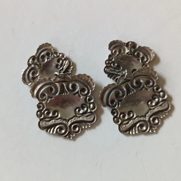 Vintage Sterling Silver Etruscan Earrings - Picture 4 of 6